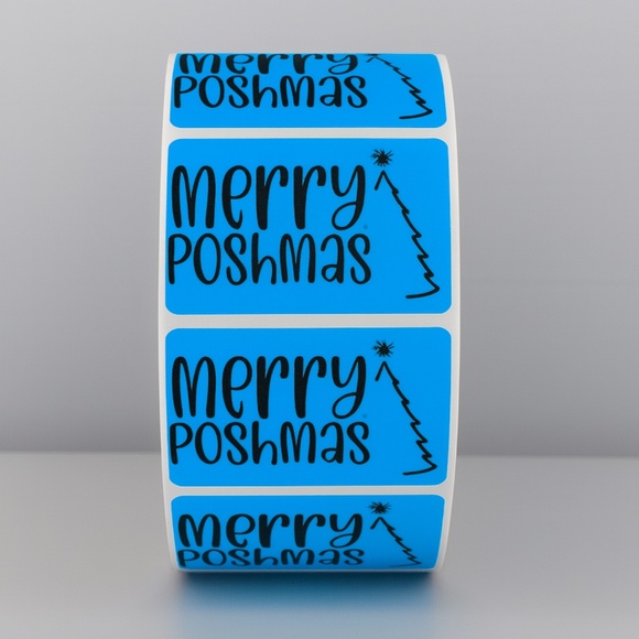 Merry Poshmas Stickers | Green Holiday Poshmark Christmas Packaging Labels - Picture 2 of 11